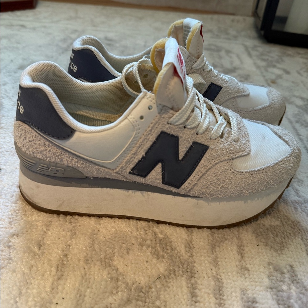 New Balance Off-White and Navy Sneakers